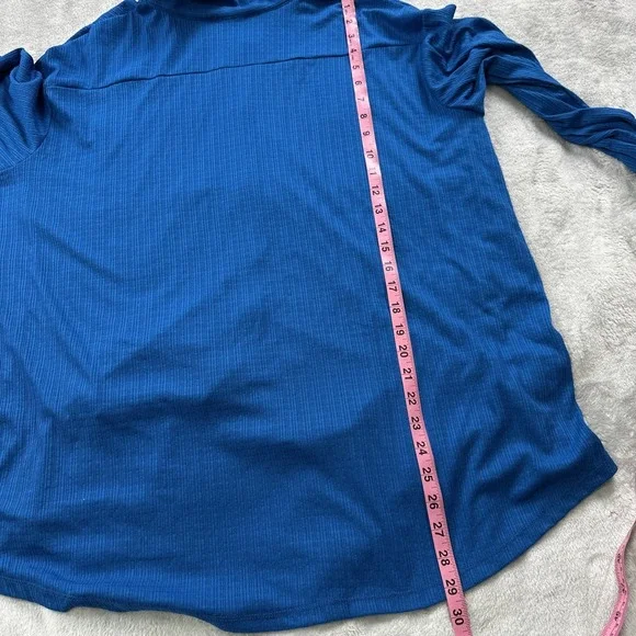 Fred David Blouse Top Women's Plus 1X Button Down Turquoise Blue Gold Button NEW - Picture 7 of 8